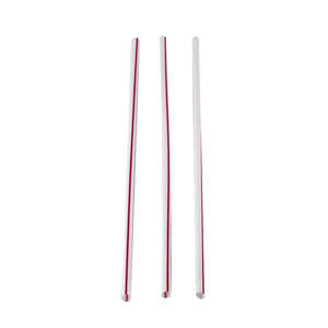 WNA  S800WS  Slim Straw White with Red Stripe 8'' (SET OF 10000 PER CASE)