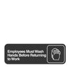 Vollrath Company  4530  Traex Sign ''Employees Must Wash Hands'' White on Black  3'' x 9'' (1 EACH)