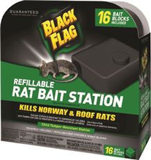 SPECTRUM HG-11057 BLACK FLAG REFILLABLE RAT BAIT STATION PACK OF 16 BAIT STATIONS (6 PACKS)