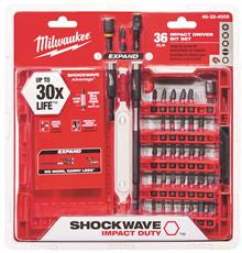MILWAUKEE ELECTRIC 48-32-4005 SHOCKWAVE DRIVER BIT SET, 36 PIECE (1 PER CASE)