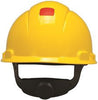 3M 65551 HARD HAT H-702R-UV, YELLOW, 4-POINT RATCHET SUSPENSION, WITH UVICATOR, 20 PER CASE (1 CASE)