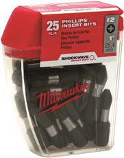 MILWAUKEE ELECTRIC 48-32-4604 SHOCKWAVE INSERT BIT PHILL#2 25 PACK (25 PACKS)