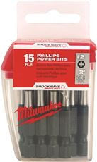 MILWAUKEE ELECTRIC 48-32-5004 SHOCKWAVE 2 IN. POWER BIT PHILL#2  (15 PACKS)