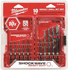 MILWAUKEE ELECTRIC 48-89-4445 SHOCKWAVE HEX DRILL BIT SET 10 PIECE (1 PER CASE)