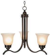 Monument  SANIBEL 3-LIGHT CHANDELIER, FROSTED GLASS, 24-3/4 X 21-3/4 IN., OIL RUBBED BRONZE* (1 PER CASE)