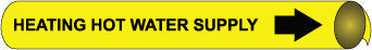 NMC F4052-PIPEMARKER STRAP-ON, HEATING HOT WATER SUPPLY B/Y, FITS 6''-8'' PIPE (1 EACH)