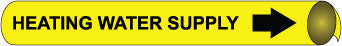 NMC F4056-PIPEMARKER STRAP-ON, HEATING WATER SUPPLY B/Y, FITS 6''-8'' PIPE (1 EACH)