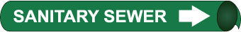 NMC F4094-PIPEMARKER STRAP-ON, SANITARY SEWER W/G, FITS 6''-8'' PIPE (1 EACH)