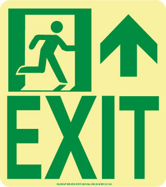 NMC 50F-6SN-R-NYC WALL MOUNT EXIT SIGN, FORWARD/RIGHT SIDE, 9X8, FLEX, 7550 GLO BRITE, MEA APPROVED (1 EACH)
