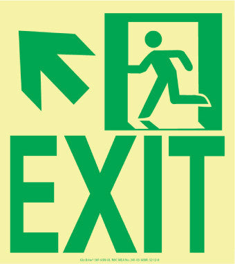 NMC 50F-6SN-UL-NYC WALL MOUNT EXIT SIGN, UP LEFT, 9X8, FLEX, 7550 GLO BRITE, MEA APPROVED (1 EACH)
