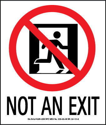 NMC 50R-5SN-NYC NOT AN EXIT SIGN, 6.5X5.5, RIGID, 7550 GLO BRITE, MEA APPROVED (1 EACH)