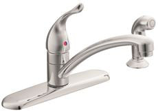 Moen 7430 CHATEAU SINGLE-HANDLE KITCHEN FAUCET WITH LOW ARC SPOUT AND SPRAYER, CHROME (1 PER CASE)