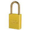 American Lock 1106YW Yellow 1 1/2" X 3/4" Aluminum 5 Pin Safety Lockout Padlock With 1/4" X 1 1/2" X 3/4" Shackle (Non Rekeyable)  (6/EA)
