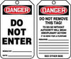 Accuform Signs MDT187PTP  5 3/4'' X 3 1/4'' 15 mils RP-Plastic Safety Accident Prevention Tag DANGER DO NOT ENTER With Do Not Remove Tag Warning On Back (25 Per Pack) (1 Pack)