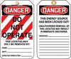Accuform Signs MLT400CTP  5 7/8'' X 3 1/8'' 10 mils PF-Cardstock Lockout - Tagout Tag DANGER DO NOT OPERATE (25 Per Pack) (1 Pack)