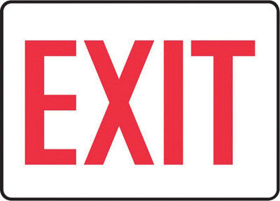 Accuform Signs MADC531VP  7'' X 10'' Red And White 0.055'' Plastic Admittance And Exit Sign ''EXIT'' With 3/16'' Mounting Hole And Round Corner (1/EA)