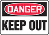 Accuform Signs MADM064VS  10'' X 14'' Black, Red And White 4 mils Adhesive Vinyl Admittance And Exit Sign ''DANGER KEEP OUT'' (1/EA)