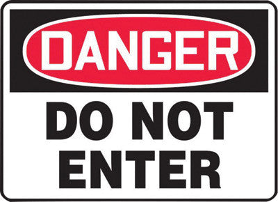 Accuform Signs MADM139VS  10'' X 14'' Black, Red And White 4 mils Adhesive Vinyl Admittance And Exit Sign ''DANGER DO NOT ENTER'' (1/EA)