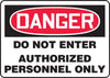 Accuform Signs MADM141VP  10'' X 14'' Black, Red And White 0.055'' Plastic Admittance And Exit Sign ''DANGER DO NOT ENTER AUTHORIZED PERSONNEL ONLY'' With 3/16'' Mounting Hole And Round Corner (1/EA)