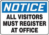 Accuform Signs MADM882VP  7'' X 10'' Black, Blue And White 0.055'' Plastic Admittance And Exit Sign ''NOTICE ALL VISITORS MUST REGISTER AT OFFICE'' With 3/16'' Mounting Hole And Round Corner (1/EA)