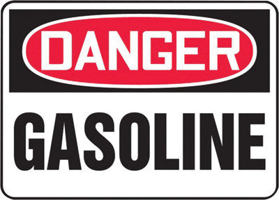 Accuform Signs MCHL241VA  7'' X 10'' Black, Red And White 0.040'' Aluminum Chemicals And Hazardous Materials Sign ''DANGER GASOLINE'' With Round Corner (1/EA)