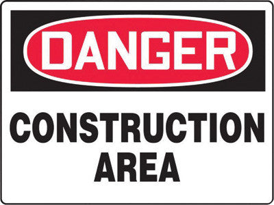 Accuform Signs MCRT101VA  7'' X 10'' Black, Red And White 0.040'' Aluminum Admittance And Exit Construction Access Sign ''DANGER CONSTRUCTION AREA KEEP OUT'' With Round Corner (1/EA)