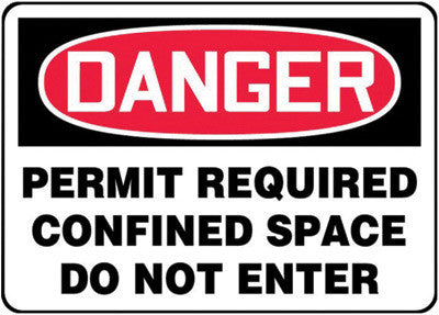 Accuform Signs MCSP007VA  7'' X 10'' Black, Red And White 0.040'' Aluminum Sign ''DANGER PERMIT REQUIRED CONFINED SPACE DO NOT ENTER'' With Round Corner (1/EA)