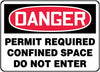 Accuform Signs MCSP058VS  10'' X 14'' Black, Red And White 4 mils Adhesive Vinyl Sign ''DANGER PERMIT REQUIRED CONFINED SPACE DO NOT ENTER'' (1/EA)