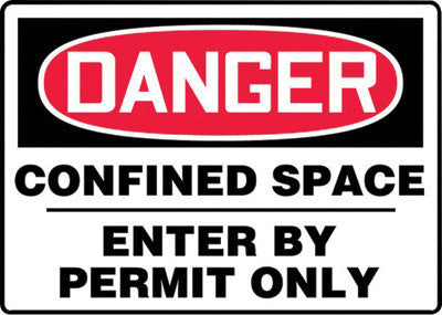 Accuform Signs MCSP133VA  7'' X 10'' Black, Red And White 0.040'' Aluminum Sign ''DANGER CONFINED SPACE ENTER BY PERMIT ONLY'' With Round Corner (1/EA)