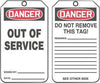 Accuform Signs MDT246CTP  5 3/4'' X 3 1/4'' Red, Black And White 10 mil PF-Cardstock English Safety Tag ''DANGER OUT OF SERVICE/DANGER DO NOT REMOVE THIS TAG! REMARKS …'' With 3/8'' Plain Hole And Standard Back B (25 Per Pack) (1 Pack)