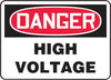 Accuform Signs MELC114VP  10'' X 14'' Black, Red And White 0.055'' Plastic Electrical Sign ''DANGER HIGH VOLTAGE'' With 3/16'' Mounting Hole And Round Corner (1/EA)