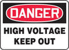 Accuform Signs MELC128VA  10'' X 14'' Black, Red And White 0.040'' Aluminum Electrical Sign ''DANGER HIGH VOLTAGE KEEP OUT'' With Round Corner (1/EA)
