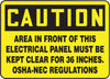 Accuform Signs MELC639VS  7'' X 10'' Black And Yellow 4 mils Adhesive Vinyl Electrical Sign ''CAUTION AREA IN FRONT OF THIS ELECTRICAL PANEL MUST BE KEPT CLEAR FOR 36 INCHES. OSHA-NEC REGULATIONS'' (1/EA)