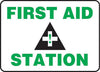 Accuform Signs MFSD959VS  7'' X 10'' Black, Green And White 4 mils Adhesive Vinyl First Aid Sign ''FIRST AID STATION (With Graphic)'' (1/EA)