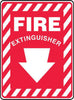 Accuform Signs MFXG908VS  14'' X 10'' White And Red 4 mils Adhesive Vinyl Fire And Emergency Sign ''FIRE EXTINGUISHER (With Arrow)'' (1/EA)