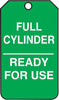Accuform Signs MGT203PTP  5 3/4'' X 3 1/4'' White And Green 15 mil RP-Plastic Cylinder Status Tag ''FULL CYLINDER READY FOR USE'' With Metal Grommeted 3/8'' Reinforced Hole (25 Per Pack) (1/EA)