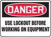 Accuform Signs MLKT016VS  10'' X 14'' Black, Red And White 4 mils Adhesive Vinyl Lockout/Tagout Sign ''DANGER USE LOCKOUT BEFORE WORKING ON EQUIPMENT'' (1/EA)