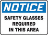 Accuform Signs MPPA801VS  10'' X 14'' Black, Blue And White 4 mils Adhesive Vinyl PPE Sign ''NOTICE SAFETY GLASSES REQUIRED IN THIS AREA'' (1/EA)