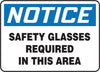 Accuform Signs MPPE854VP  7'' X 10'' Black, Blue And White 0.055'' Plastic PPE Sign ''NOTICE SAFETY GLASSES REQUIRED IN THIS AREA'' With 3/16'' Mounting Hole And Round Corner (1/EA)