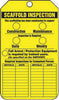 Accuform Signs TRS318CTP  5 3/4'' X 3 1/4'' Yellow And Black 10 mil PF-Cardstock Two Sided Scaffold Status Tag ''SCAFFOLD INSPECTION THIS SCAFFOLDING HAS BEEN CONSTRUCTED TO SUPPORT'' With 3/8'' Plain Hole (25 Per Pack) (1 Pack)