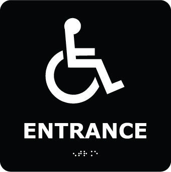 NMC ADA17WBK-ADA, BRAILLE, ENTRANCE (W/HANDICAP SYMBOL), BLK, 8X8 (1 EACH)