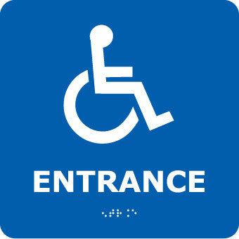 NMC ADA17WBL-ADA, BRAILLE, ENTRANCE (W/HANDICAP SYMBOL), BLUE, 8X8 (1 EACH)