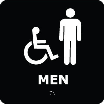 NMC ADA4WBK-ADA, BRAILLE, MEN (W/HANDICAP SYMBOL), BLK, 8X8 (1 EACH)