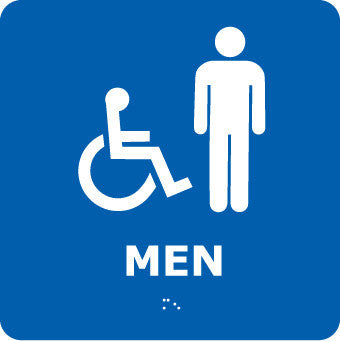 NMC ADA4WBL-ADA, BRAILLE, MEN (W/HANDICAP SYMBOL), BLUE, 8X8 (1 EACH)