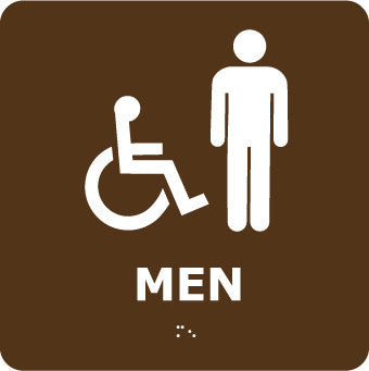 NMC ADA4WBR-ADA, BRAILLE, MEN (W/HANDICAP SYMBOL), BRN, 8X8 (1 EACH)