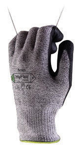 Ansell 11-435-7 Size 7 HyFlex 13 Gauge Medium Weight Cut And Abrasion Resistant Dark Gray Water Based Polyurethane Palm Coated Work Gloves With Gray Dyneema, Lycra, Nylon, Glass Fiber Liner And Knit Wrist  (1/PR)