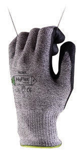 Ansell 11-435-9 Size 9 HyFlex 13 Gauge Medium Weight Cut And Abrasion Resistant Dark Gray Water Based Polyurethane Palm Coated Work Gloves With Gray Dyneema, Lycra, Nylon, Glass Fiber Liner And Knit Wrist  (1/PR)