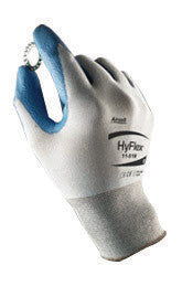 Ansell 11-518-10 Size 10 HyFlex 18 Gauge Ultra Light Duty Cut Resistant Blue Polyurethane Palm Coated Work Gloves With Blue Dyneema, Diamond Technology Fiber, Spandex And Nylon Liner And Knit Wrist  (1/PR)