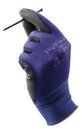 Ansell 11-618-10 Size 10 HyFlex 18 Gauge Ultra Light Weight Multi-Purpose Abrasion Resistant Black Polyurethane Palm Coated Work Gloves With Blue Nylon Liner And Elastic Knit Wrist  (1/PR)