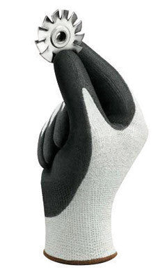 Ansell 11-624-10 Size 10 HyFlex Light Duty Cut Resistant Black Polyurethane Palm Coated Work Gloves With White Lycra And DSM Dyneema Liner And Knit Wrist  (1/PR)